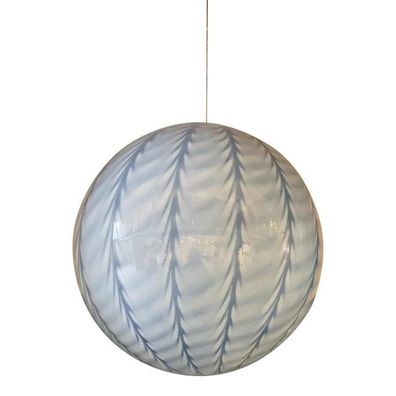 Contemporary Blue and Milky-White Spider Sphere Pendant in Murano Glass by SimoEng