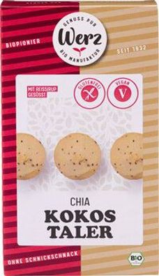 Naturkornmühle Werz 6x Chia Kokos Taler, Reis Vollkornkekse, glutenfrei 125g