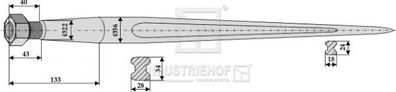 Frontladerzinken Länge 1000 mm Gewinde M22 x 1.5 mm Profil Doppel T