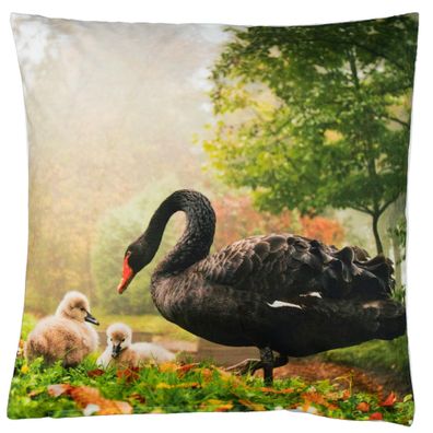 Kissenbezug 40x40 Schwan Kissenhülle Dekokissen Kissen Sofakissen Maritim Sommer