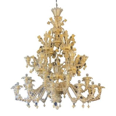 Contemporary Venetian "Ca Rezzionico" Gold Murano Glass Chandelier by SimoEng