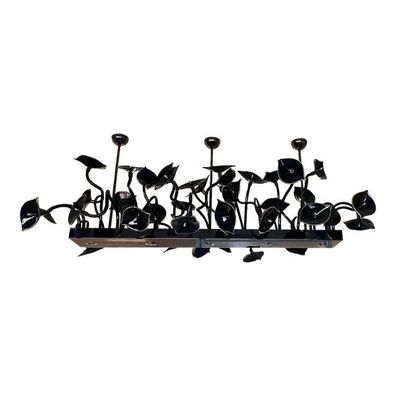 Black Flowers and Leaves Rectangular Murano Glass Chandelier by SimoEng