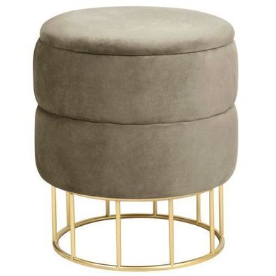 Pouf AKORD ELZA aus Samtstoff mit Stauraum in Beige Durchmesser 37 cm Höhe 42 cm