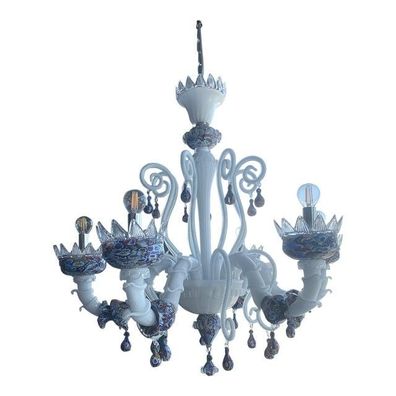 Contemporary Murrine White Cà Rezzonico Chandelier by SimoEng