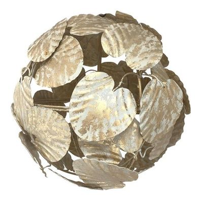 Contemporary Gold-Leaf and White Leaves Sphere Suspension Pendant by SimoEng