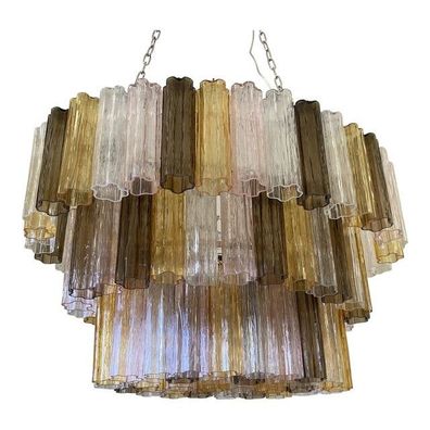 Contemporary Huge Multicolour "Tronchi" Murano Glass Chandelier in Venini Style