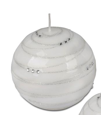 Bollweg/Formano Kerze Kugelkerze Spirale weiss/silber 6cm 123g (Grundpreis 1kg: 88,5