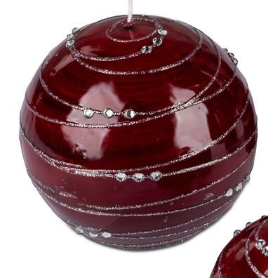 Bollweg/Formano Kerze Kugelkerze Spirale rot-silber 6cm 123g (Grundpreis 1kg: 88,54 E