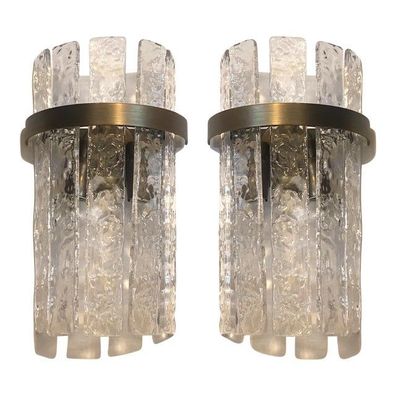 Set of 2 Contemporary Italian "Hammered Listelli" Murano Glass. by SimoEng