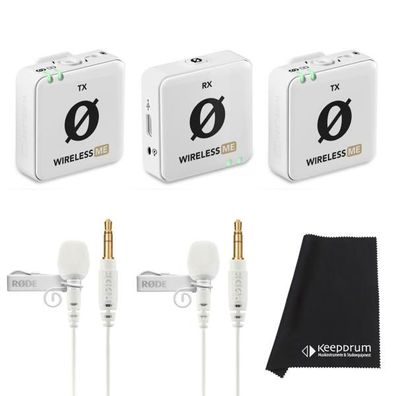 Rode Wireless ME Dual Weiss mit 2x Lavalier GO Weiss und Tuch