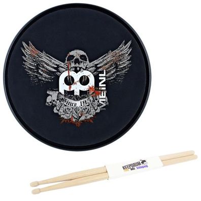 Meinl MPP-6-JB Practice Pad 6 Zoll Jawbreaker mit Schlagzeugstöcken