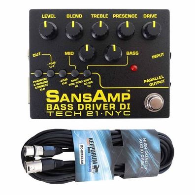 Tech21 SansAmp Bass Driver DI V2 Preamp Pedal mit XLR-Kabel