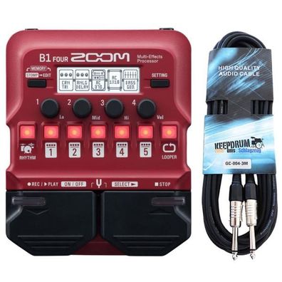 Zoom B1 FOUR Multi-Effektgerät für Bass mit Kabel