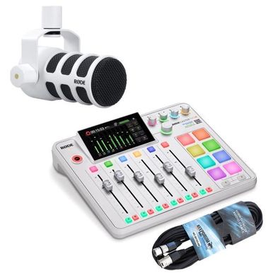 Rode Rodecaster Pro II Weiss mit Podmic Weiss und Kabel