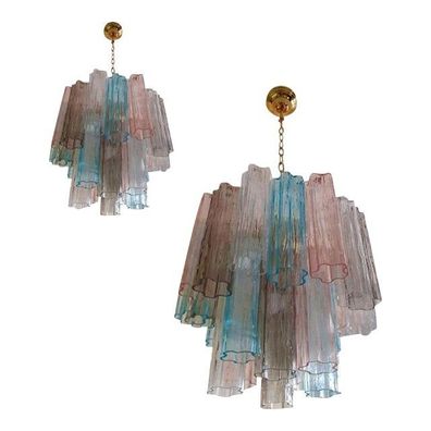 Murano Glass Sputnik Chandelier Multicolors, Mazzega Style - a Pair by SimoEng