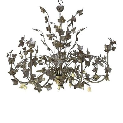 Silver + Argilla Metal Wrought Iron Florentine Art Chandelier, Made in Italy