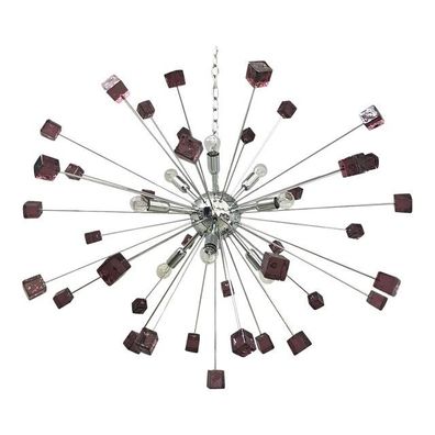 Contemporary Ametista Cubes Murano Glass Sputnik Chandelier by SimoEng