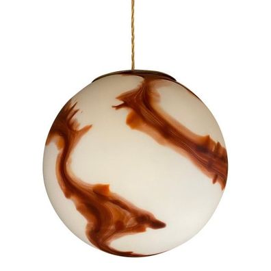 Contemporary Brown and Milky-White Sphere Pendant in Murano Glass by SimoEng