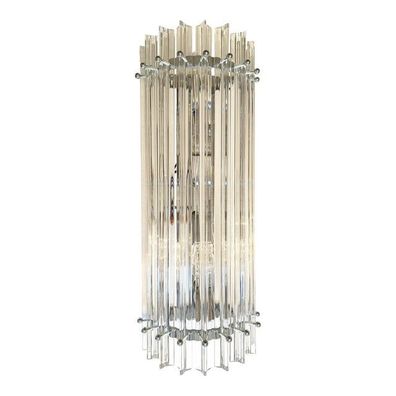 Contemporary Trasparent Triedro Murano Glass Wall Sconce in Venini Style