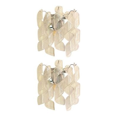 Set of Two Transparent “Ricci” Murano Glass Wall Sconces in Mazzega Style by SimoEng