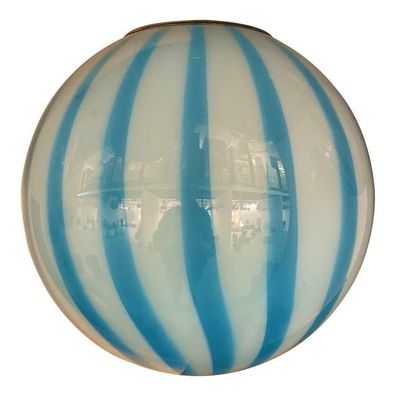 Contemporary Light-Blue and Milky-White Sphere Pendant in Murano Glass by SimoEng