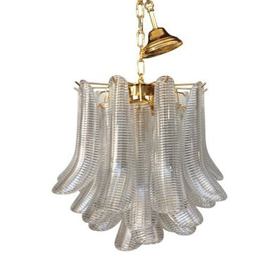 Contemporary Murano Glass "Sella" Chandelier With Gold 24k Metal Frame by SimoEng