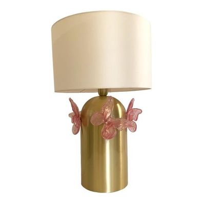 Contemporary Pink Butterfly Murano Glass Table Lamp by SimoEng