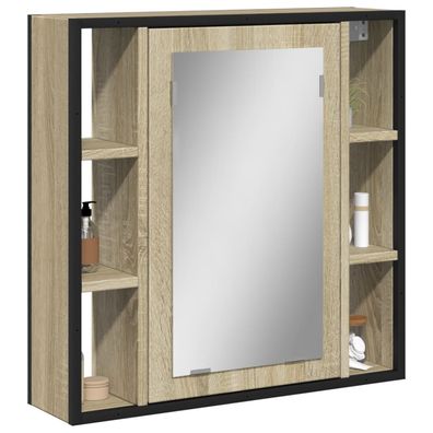 vidaXL Bad-Spiegelschrank Sonoma-Eiche 60x16x60 cm Holzwerkstoff