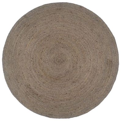 vidaXL Teppich Handgefertigt Jute Rund 210 cm Grau