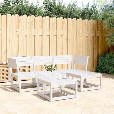 vidaXL 4-tlg. Garten-Lounge-Set Weiß Massivholz Kiefer