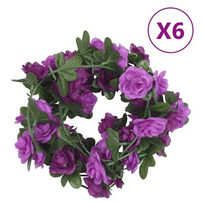 vidaXL Weihnachtskränze Blumen 6 Stk. Helllila 240 cm