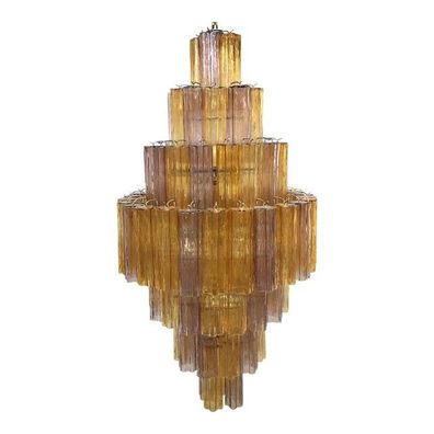 Contemporary Amber and Violet “Tronchi” Murano Glass Chandelier by SimoEng