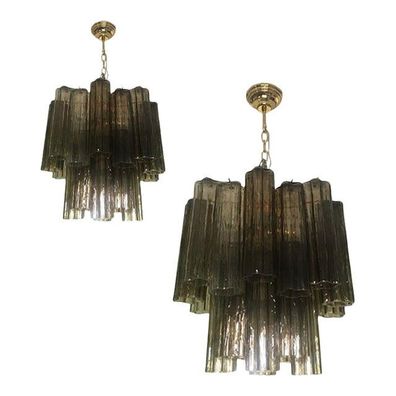 Pair of 21st Century Murano Style Glass Chandelier in Fume´ Color by SimoEng