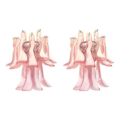 Contemporary Pink Murano Glass "Selle" Wall Sconces in Mazzega Style - A Pair