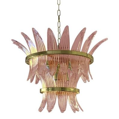 Contemporary Pink "Palmette" Murano Glass Chandelier by SimoEng