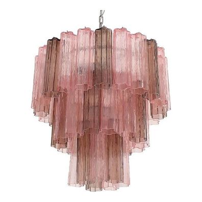 Contemporary Fume´ and Pink “Tronchi” Murano Glass Chandelier by SimoEng