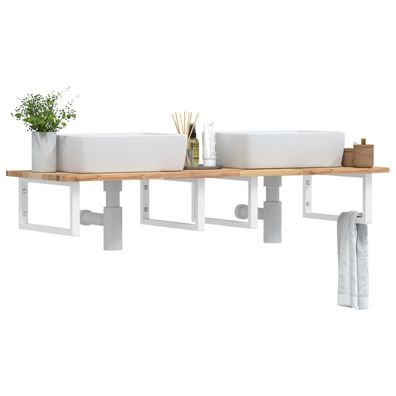 vidaXL Waschbeckenregal Wandmontage Stahl und Akazienholz