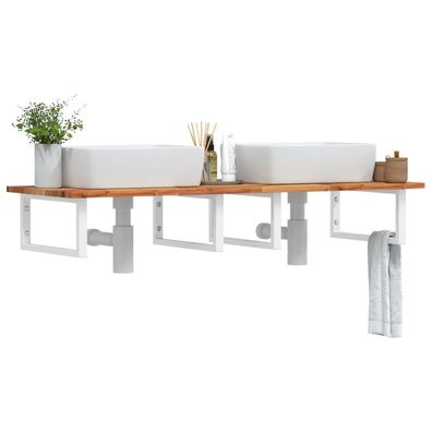 vidaXL Waschbeckenregal Wandmontage Stahl und Akazienholz