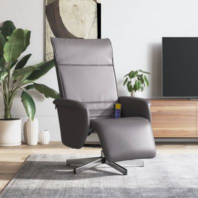 vidaXL Massagesessel mit Fußteil Grau Kunstleder