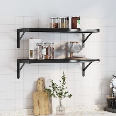 vidaXL Wandregale 2 Stk. 75x30 cm Schwarz Edelstahl