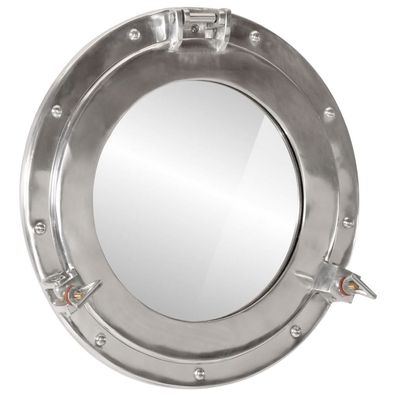 vidaXL Bullaugen-Spiegel Wandmontage Ø38 cm Aluminium und Glas