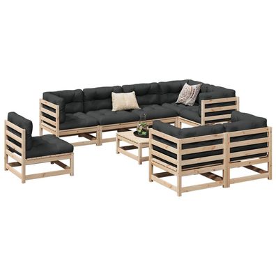 vidaXL 9-tlg. Garten-Sofagarnitur Massivholz Kiefer