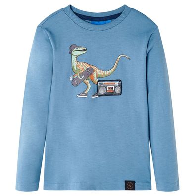 Kinder-Langarmshirt Mittelblau 104