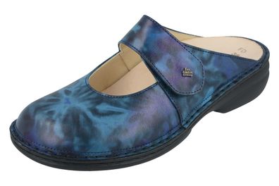 FINN Comfort Stanford Damen Clogs blau blue Blur Glattleder