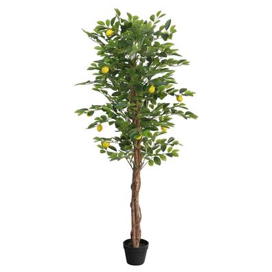 vidaXL Zitronenbaum Künstlich mit 3 Stämmen Grün 180 cm PP