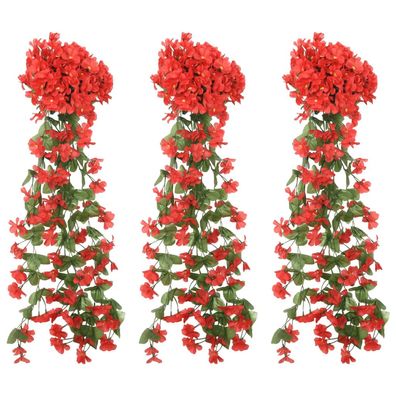 vidaXL Weihnachtskränze Blumen 3 Stk. Rot 85 cm