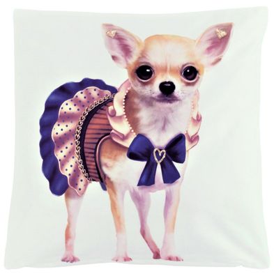 Kissenbezug 40x40 Chihuahua Kissenhülle Kissen Dekokissen Weiß Hund Bezug Stoff Weich