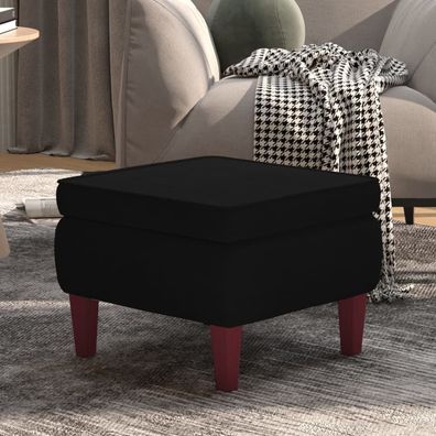 vidaXL Hocker mit Holzbeinen Schwarz Samt