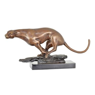 Bronzen BEELD VAN EEN Rennende JAGUAR