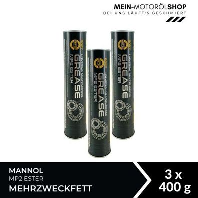 Mannol Universal Multipurpose Grease MP2 Ester Mehrzweckfett Lithium 3x400 Gramm